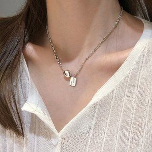 925 Stamp Party Necklace for Women Stylish Simplicity Lucky Pendant